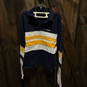 Urban Outfitters Navy Long-Sleeved 3-Button Shirt